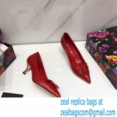 Dolce  &  Gabbana Thin Heel 6.5cm Leather Sicily Pumps Red 2021